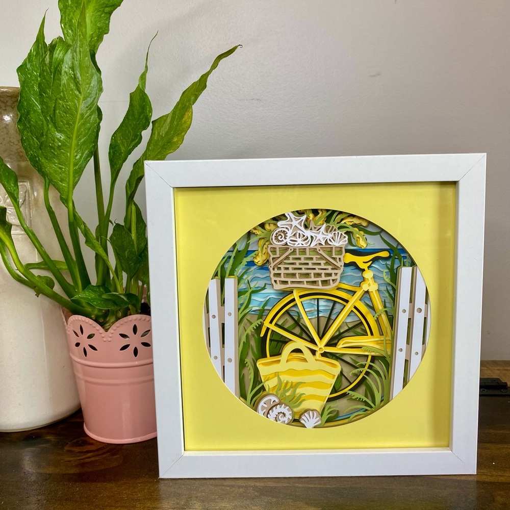 3D Yellow Beach Bike Shadowbox